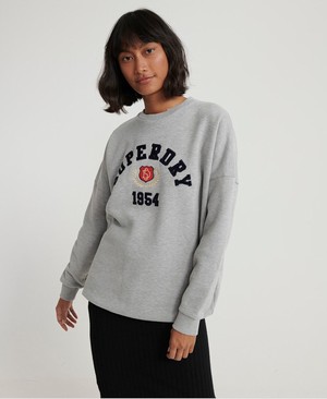 Superdry Varsity Crew Női Pulóver Szürke | ZKYVB1036